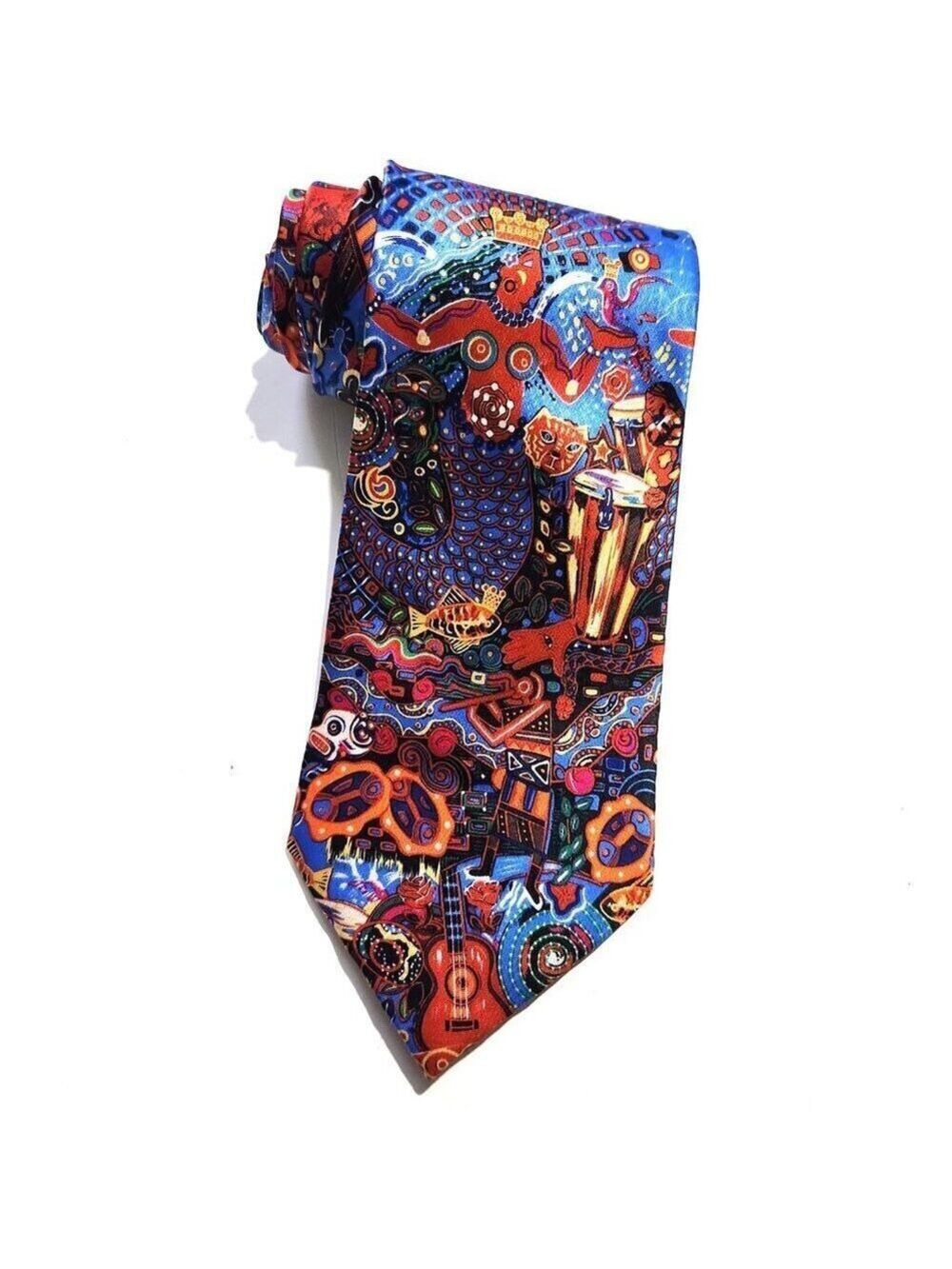 Carlos Santana Necktie 100% Silk Multi-Colour "Many Voices One Message"